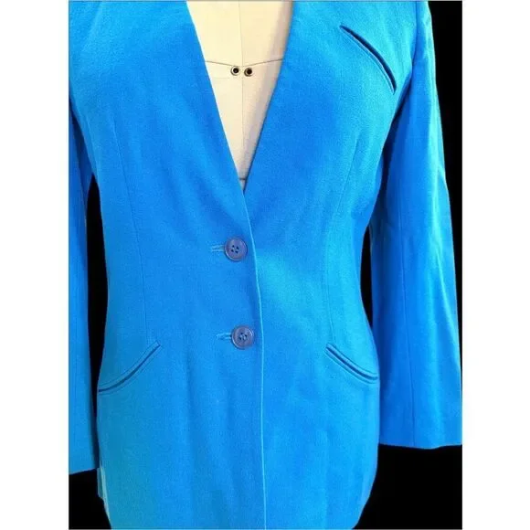 Kasper Vintage Long Blazer Sz. 6 Lined 2-Button Front Wool Career - Picture 11 of 13